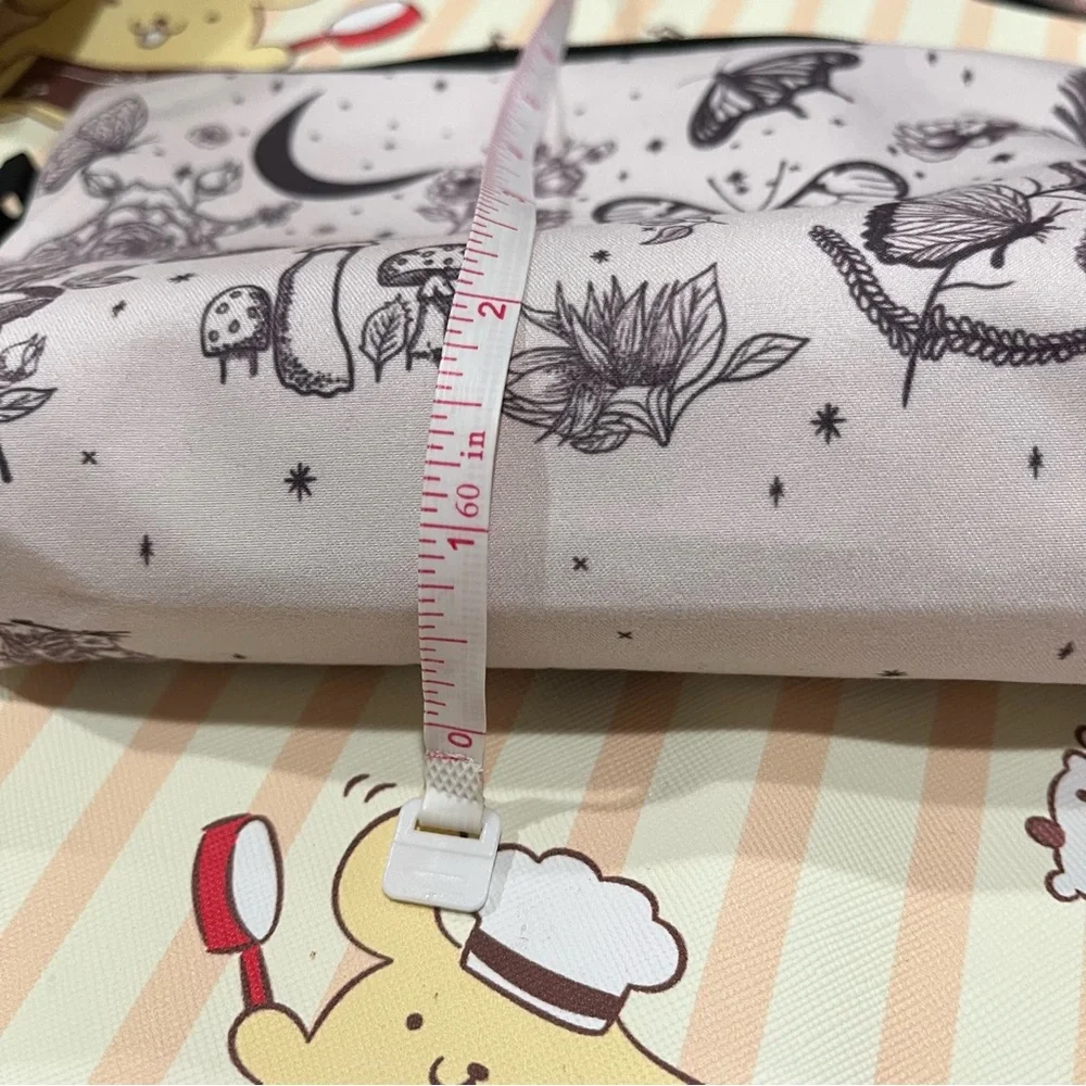 Butterfly, Flower, Mushroom and Moon Whimsical Print Zip Makeup Bag NWOT